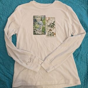 Mountain And Floral Inspired Graphic White Tee